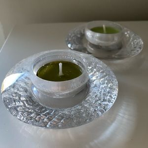 Set of 2 Tealight Glass Candle Holders